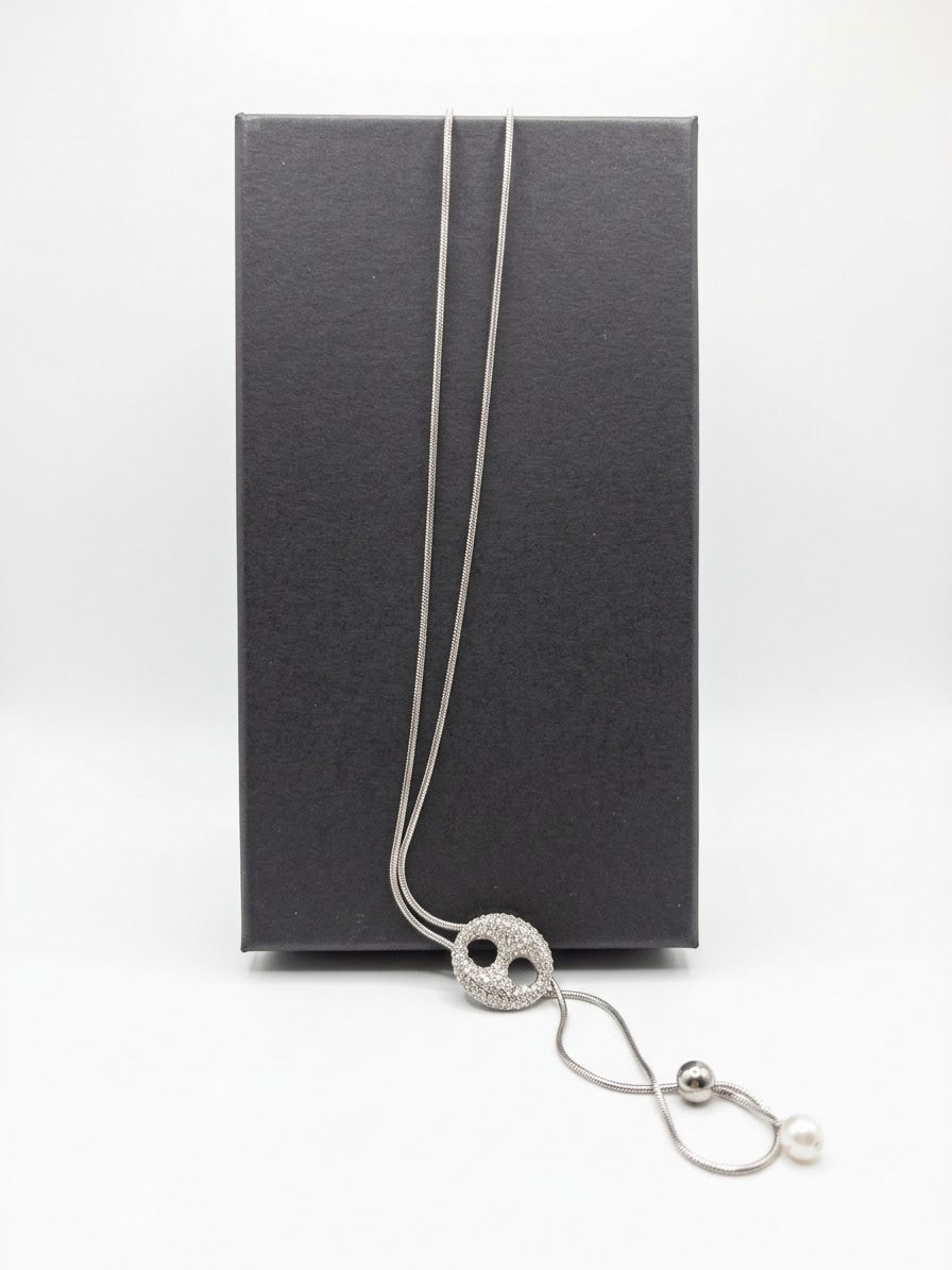 Sautoir – Pendentif strass & perle