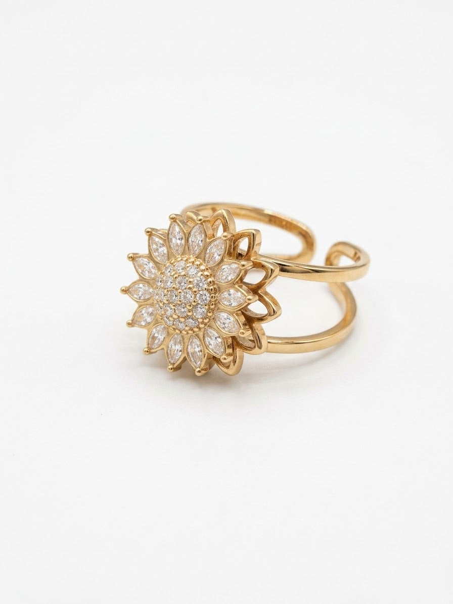 Bague anti-stress fleur dorée