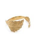 Bracelet jonc ajustable – Motif feuille doré