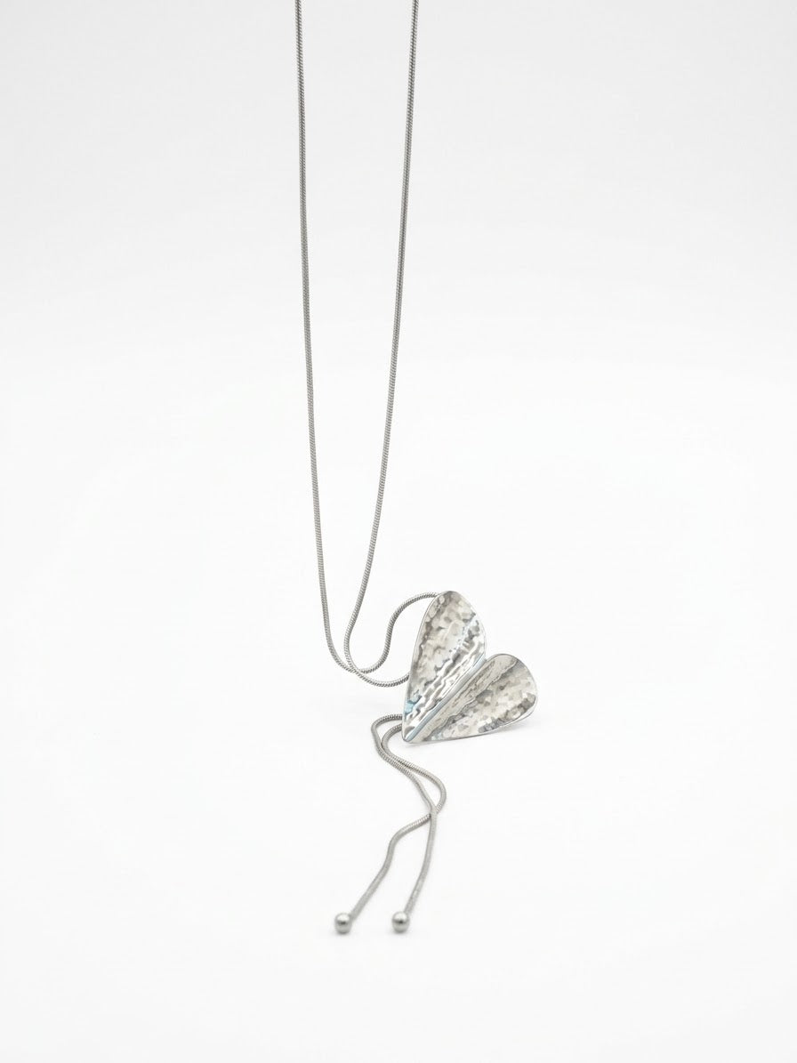 Sautoir / collier long couleur argent
